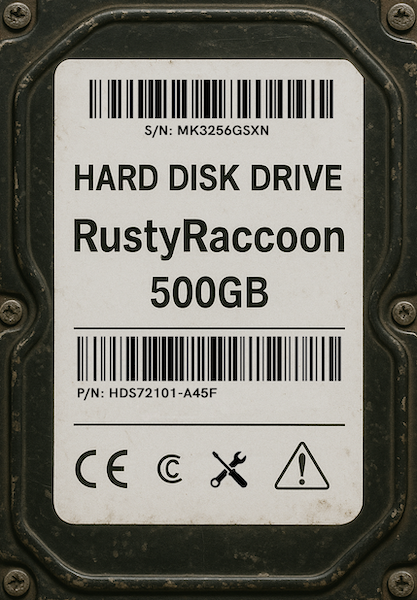 Hard Disk Drive Label Example